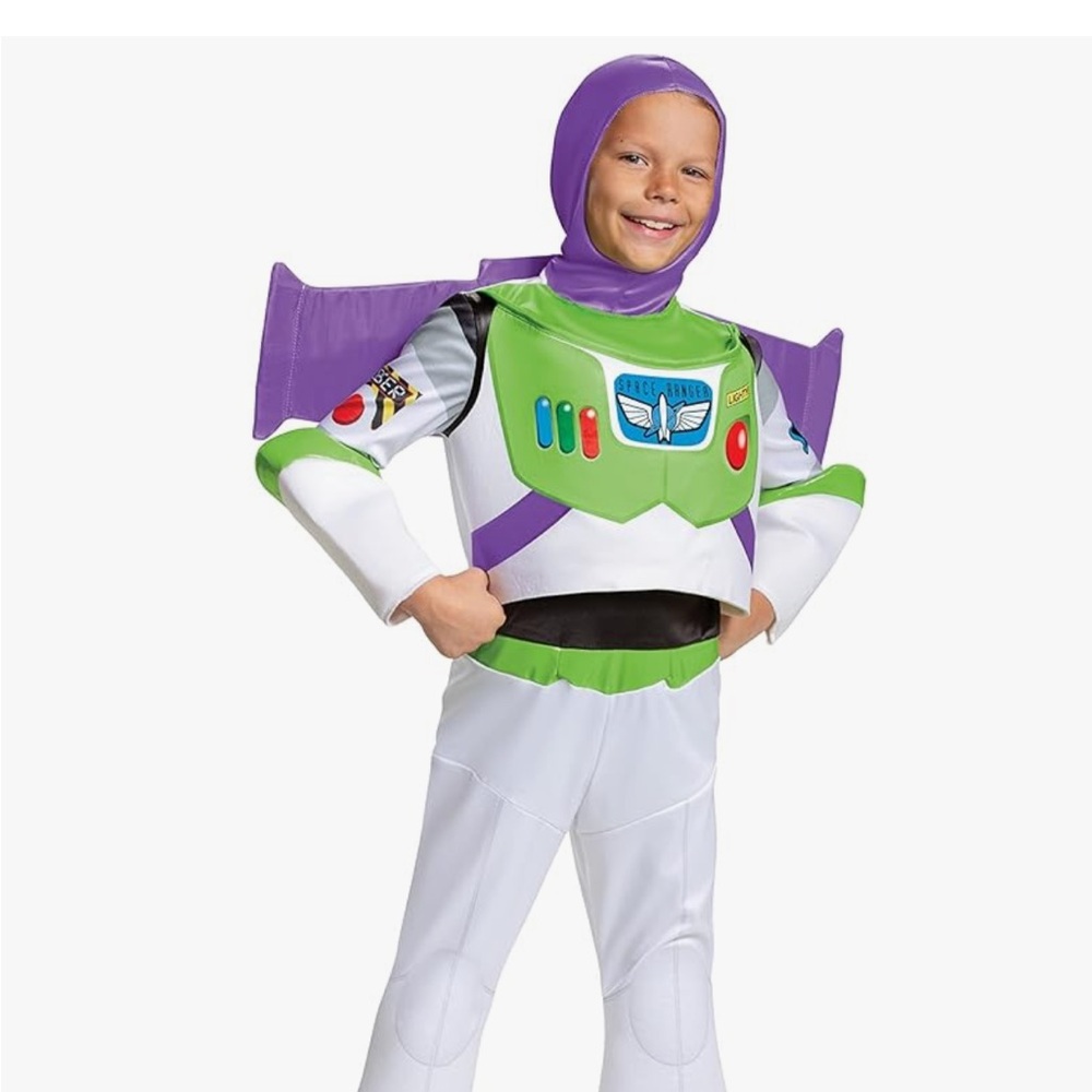 Disney Pixar Buzz Lightyear Toy Story 4 Deluxe Boys' Costume, Halloween Costume
